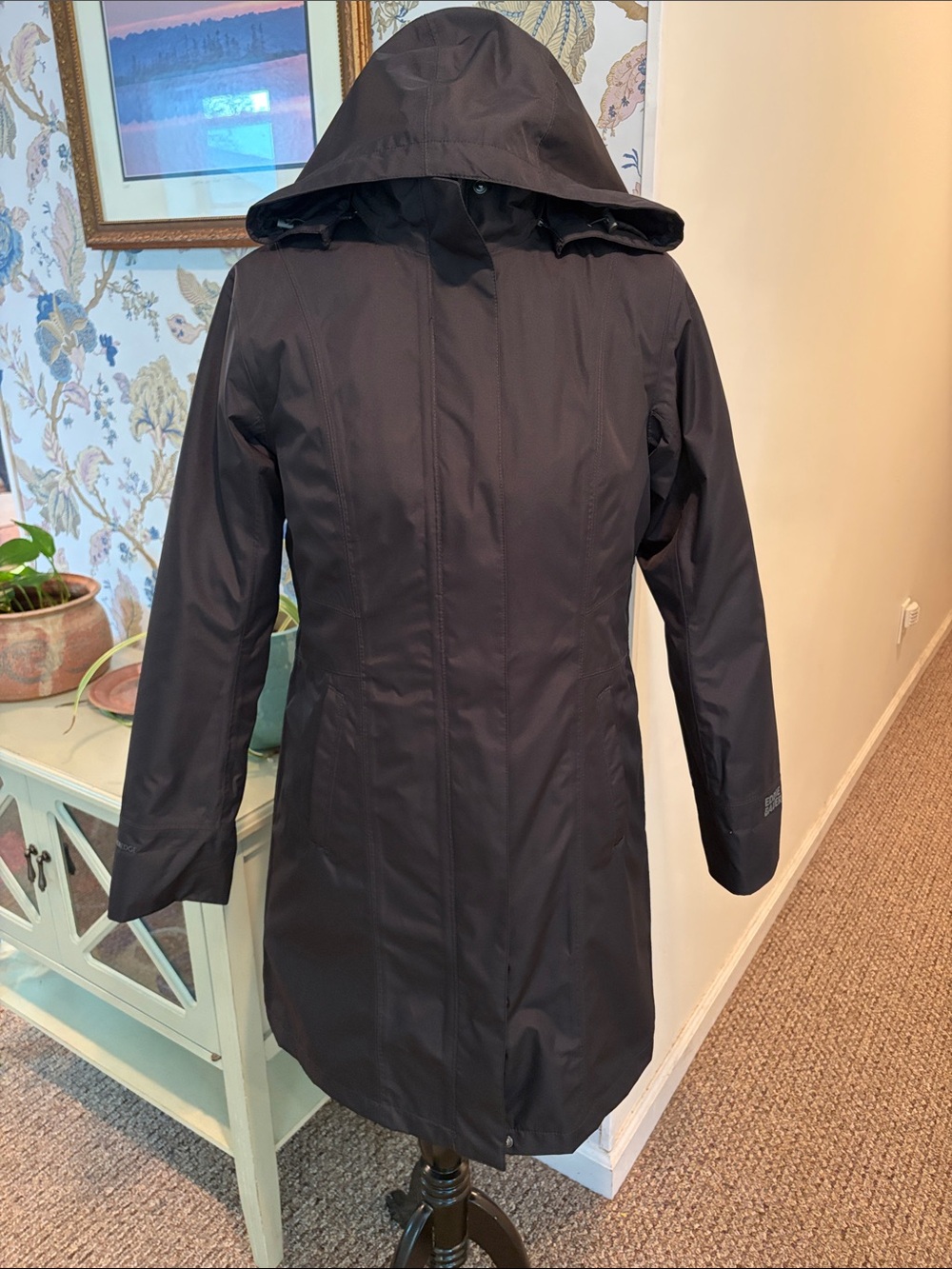 Eddie Bauer Girl on the Go Waterproof Black Hooded Trench Coat